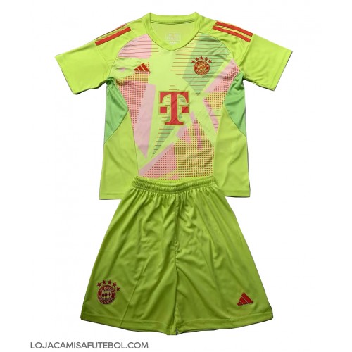 Camisa de Futebol Bayern Munich Goleiro Equipamento Principal Infantil 2024-25 Manga Curta (+ Calças curtas)